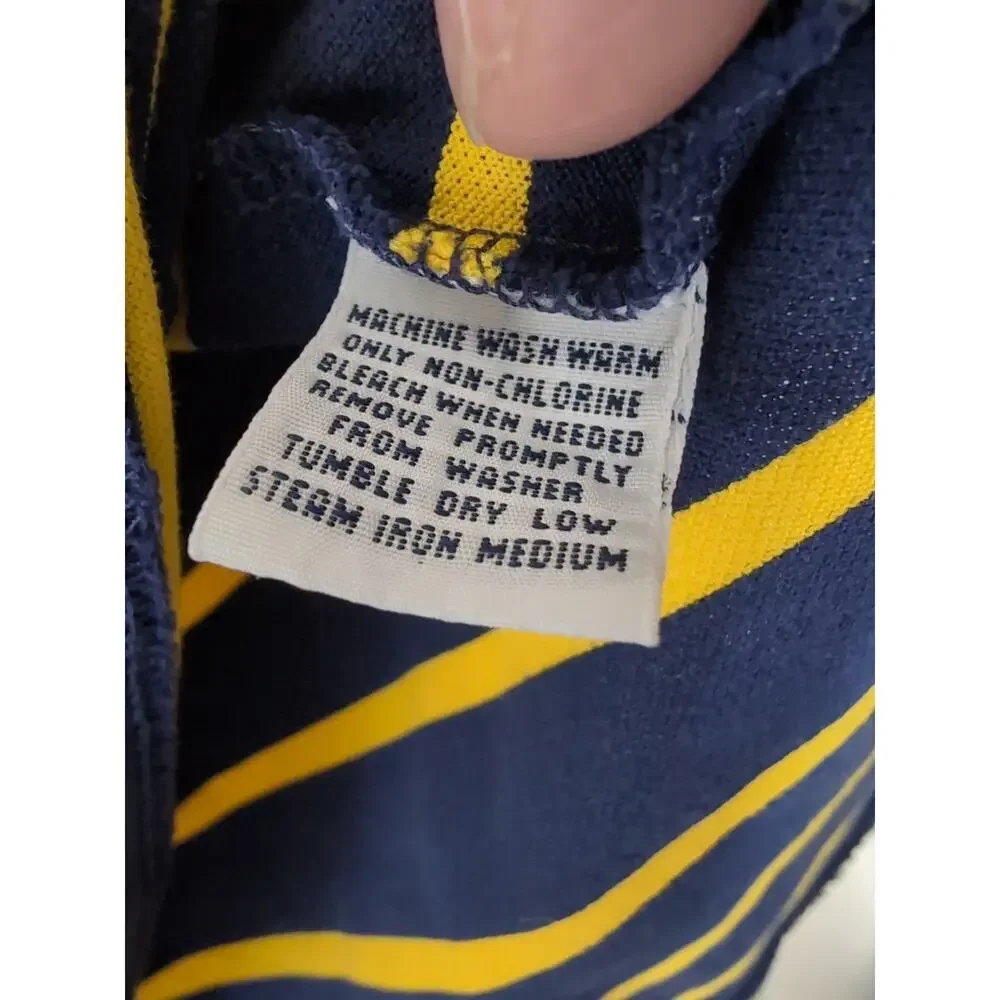 Polo Ralph Lauren Shirt Blue Yellow Stripes Equestrian Golf Men's L Pima(1186)